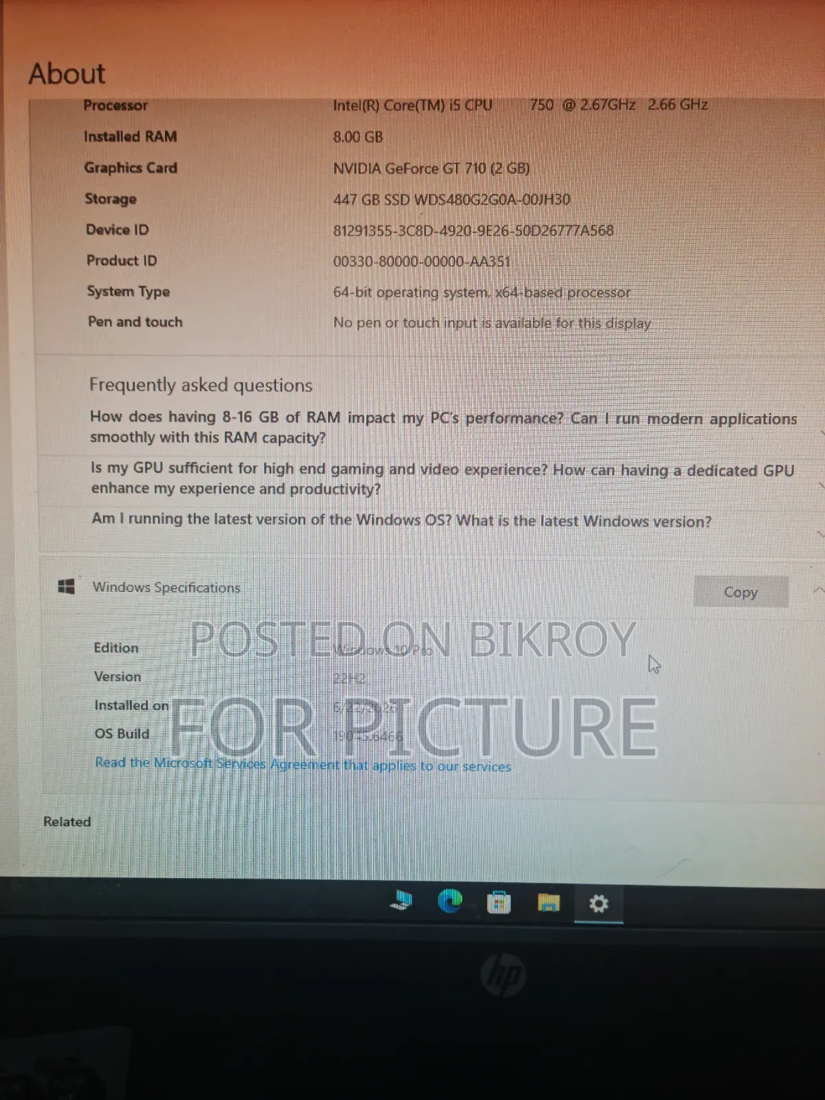 ডেস্কটপ কম্পিউটার ৮জিবি ইন্টেল কোর আই৫ এসএসডি ৫০০জিবি