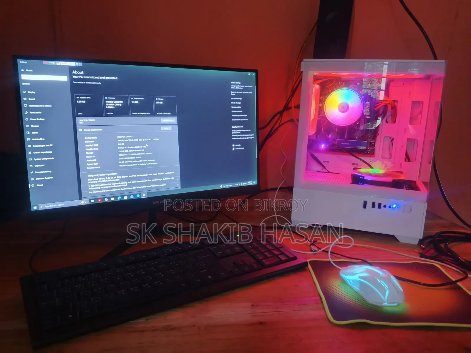 Desktop Computer 8GB Intel Core I5 SSD 250GB