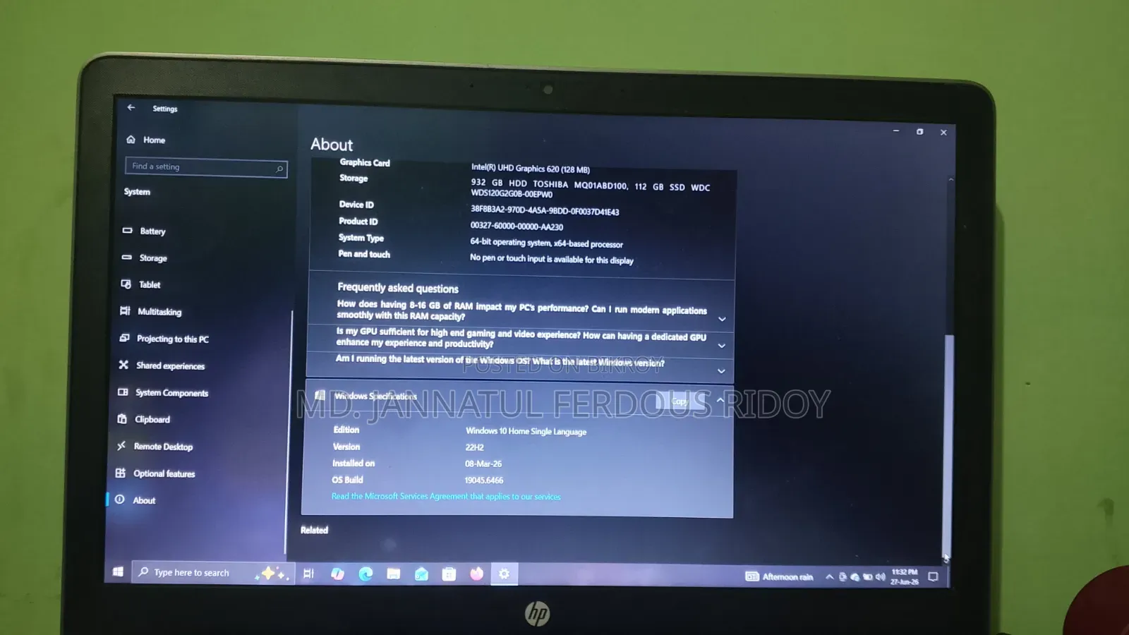 Laptop HP Pavilion 15 8GB Intel Core i5 HDD 1TB
