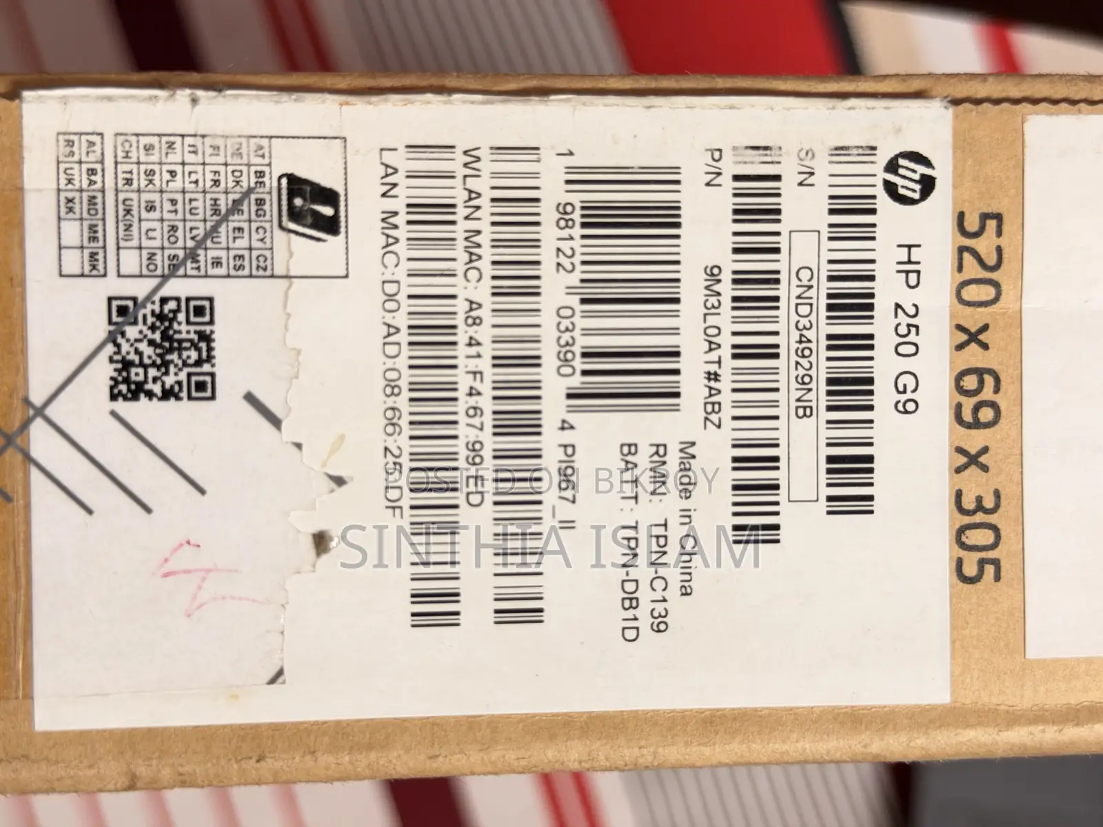 Laptop HP 250 G10 8GB Intel Core I5 HDD+SSD 512GB