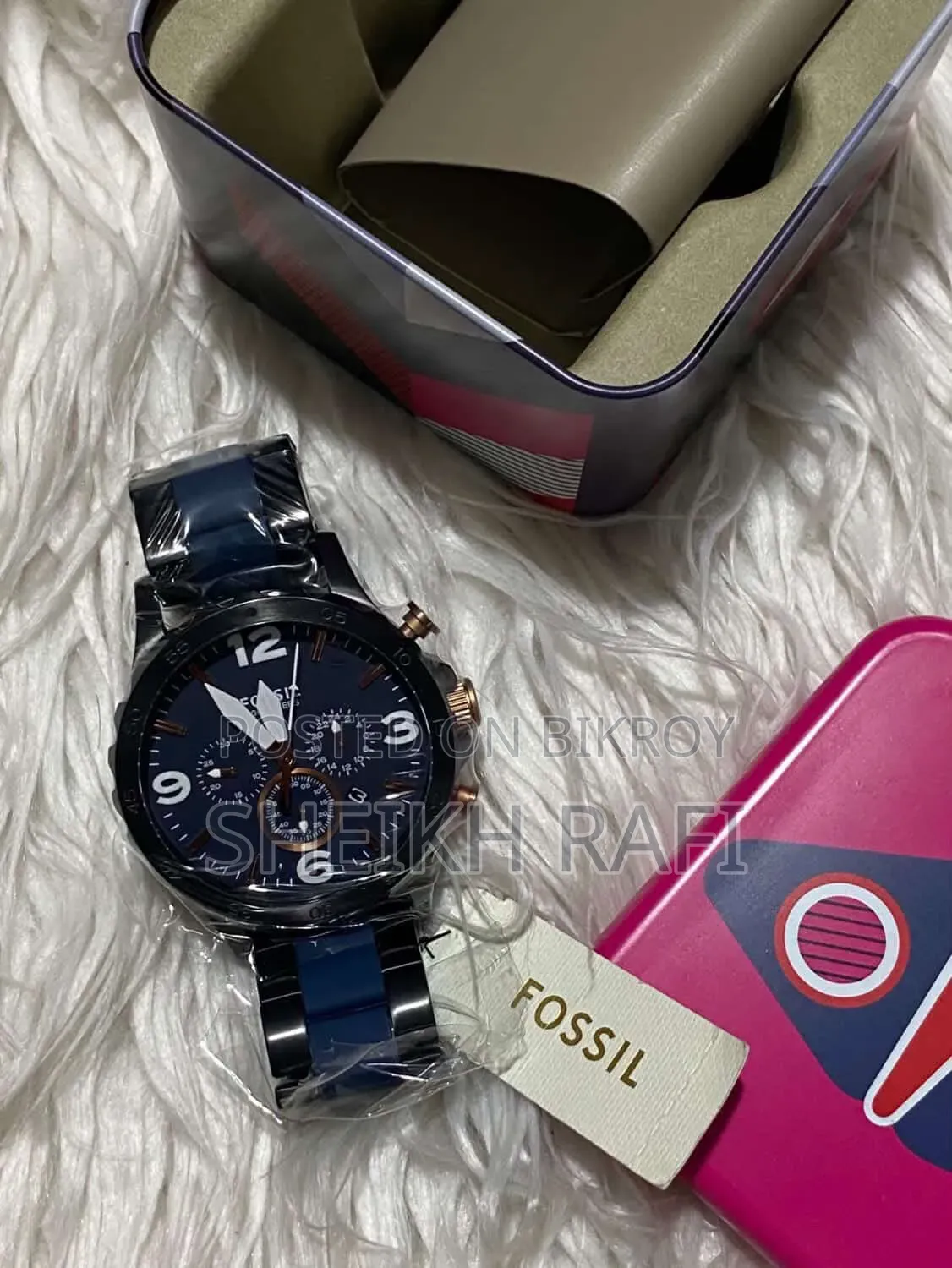 ফসিল নেট ক্রোনোগ্রাফ ব্লু ডায়াল মেনস ওয়াচ- JR1494