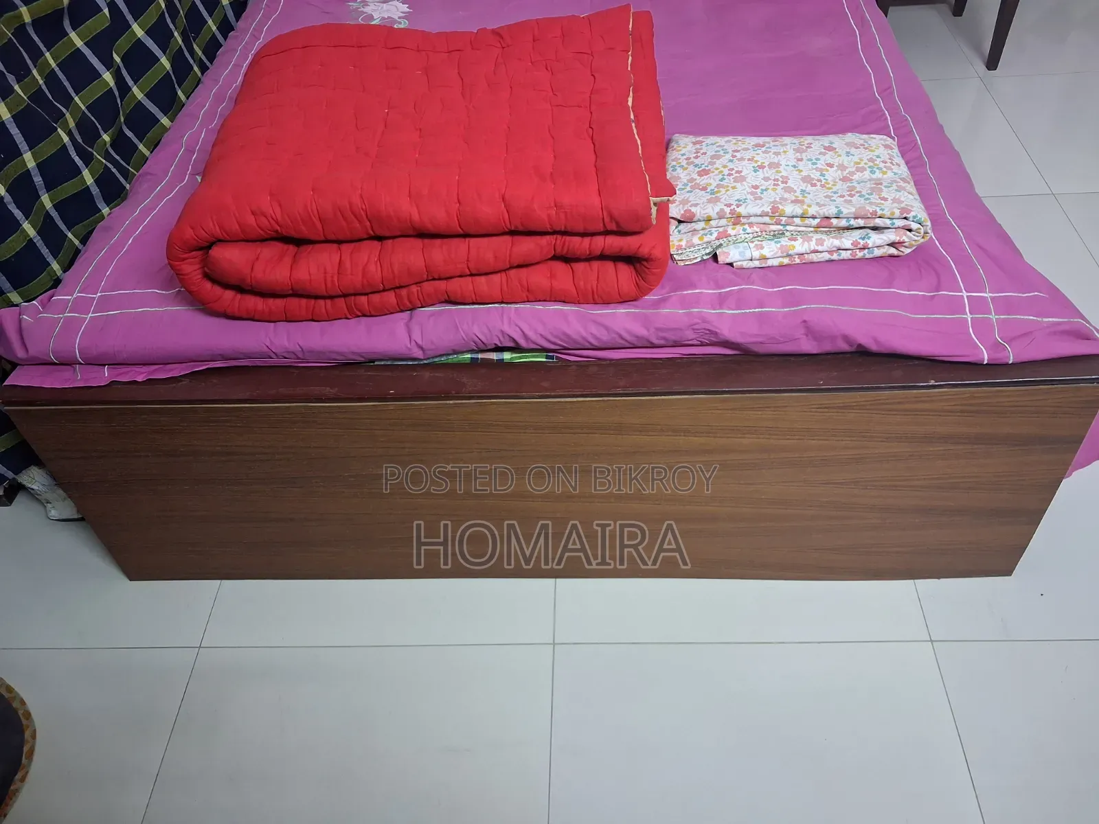 Bed (7 feet by 5 feet) and mattress for sale