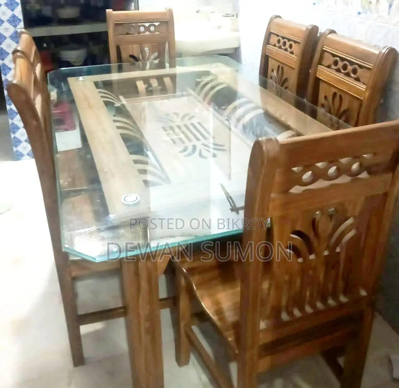 Teak Wood Dining Table 6 Chairs