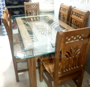 Teak Wood Dining Table 6 Chairs