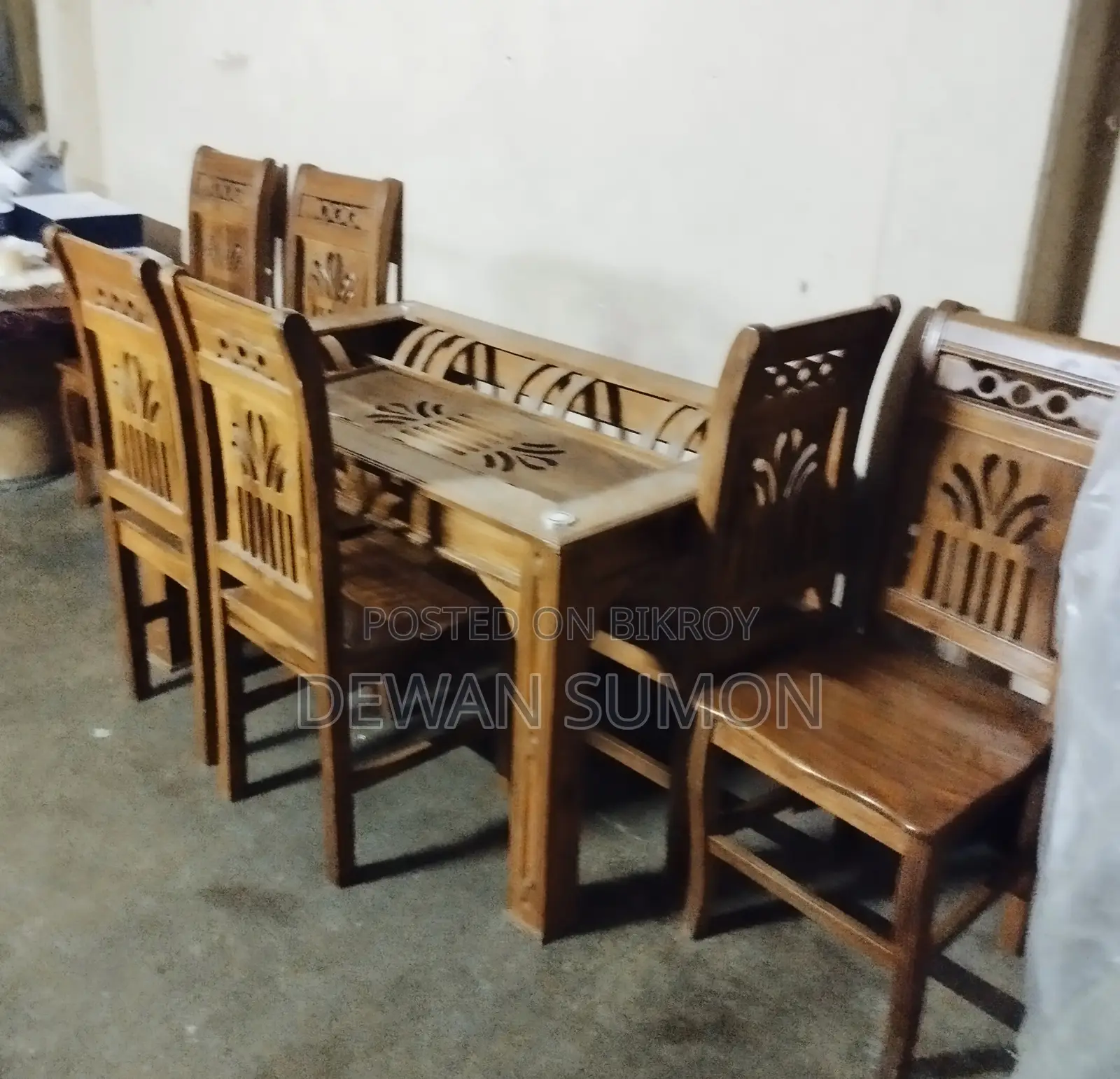 Teak Wood Dining Table 6 Chairs