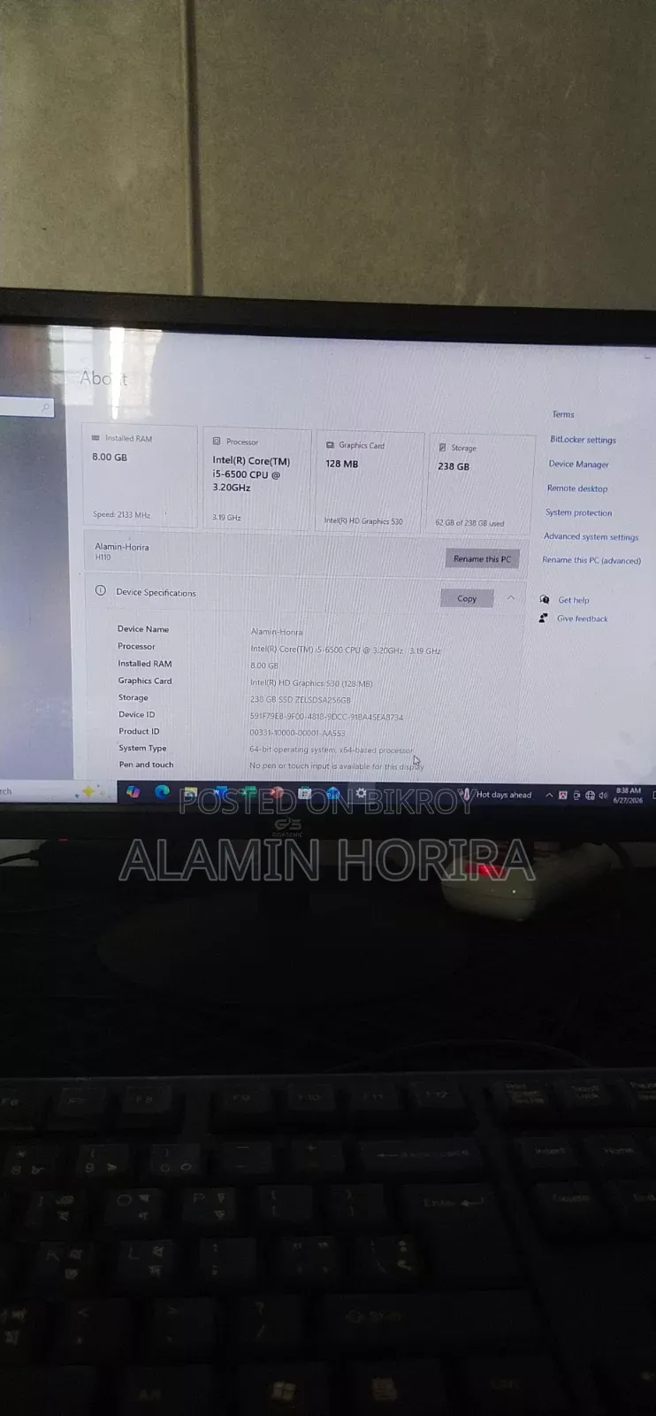 Desktop Computer 8GB Intel Core i5 SSD 256GB