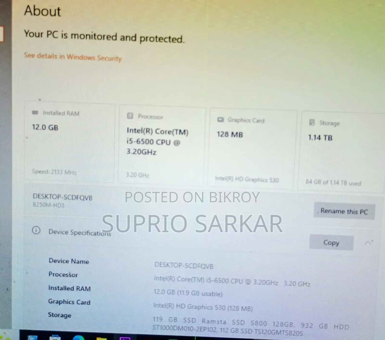 Desktop Computer 12GB Intel Core I5 HDD 1TB