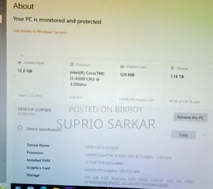 Desktop Computer 12GB Intel Core I5 HDD 1TB