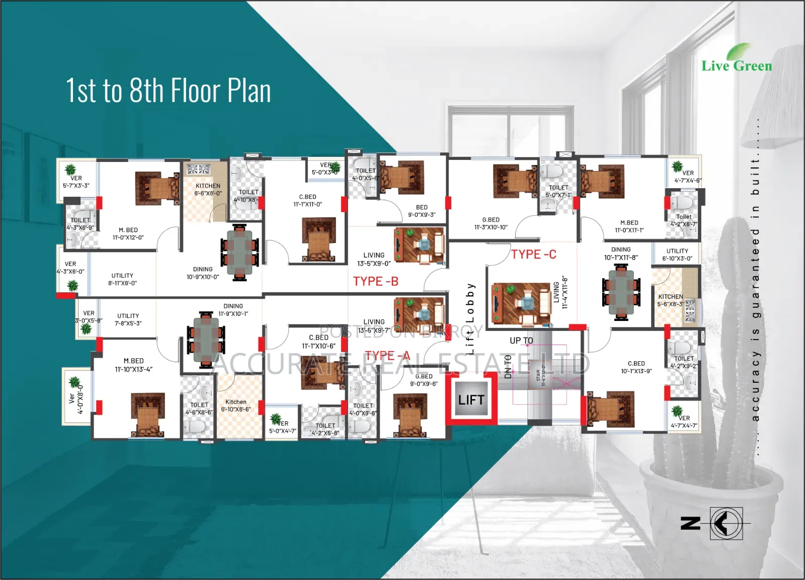 3-Bedroom Apartment in Accurate Real Estate, Jhigatola for Sale