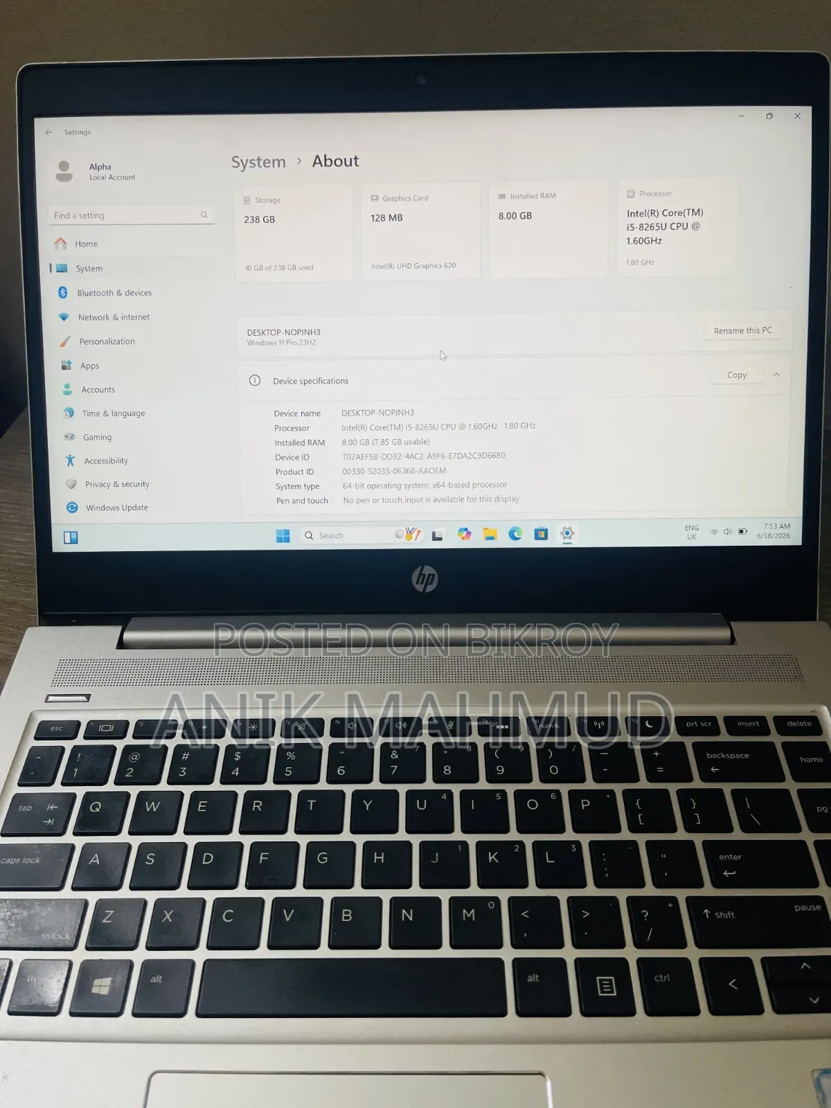 Laptop HP ProBook 440 G6 8GB Intel Core I5 SSHD+SSD 256GB