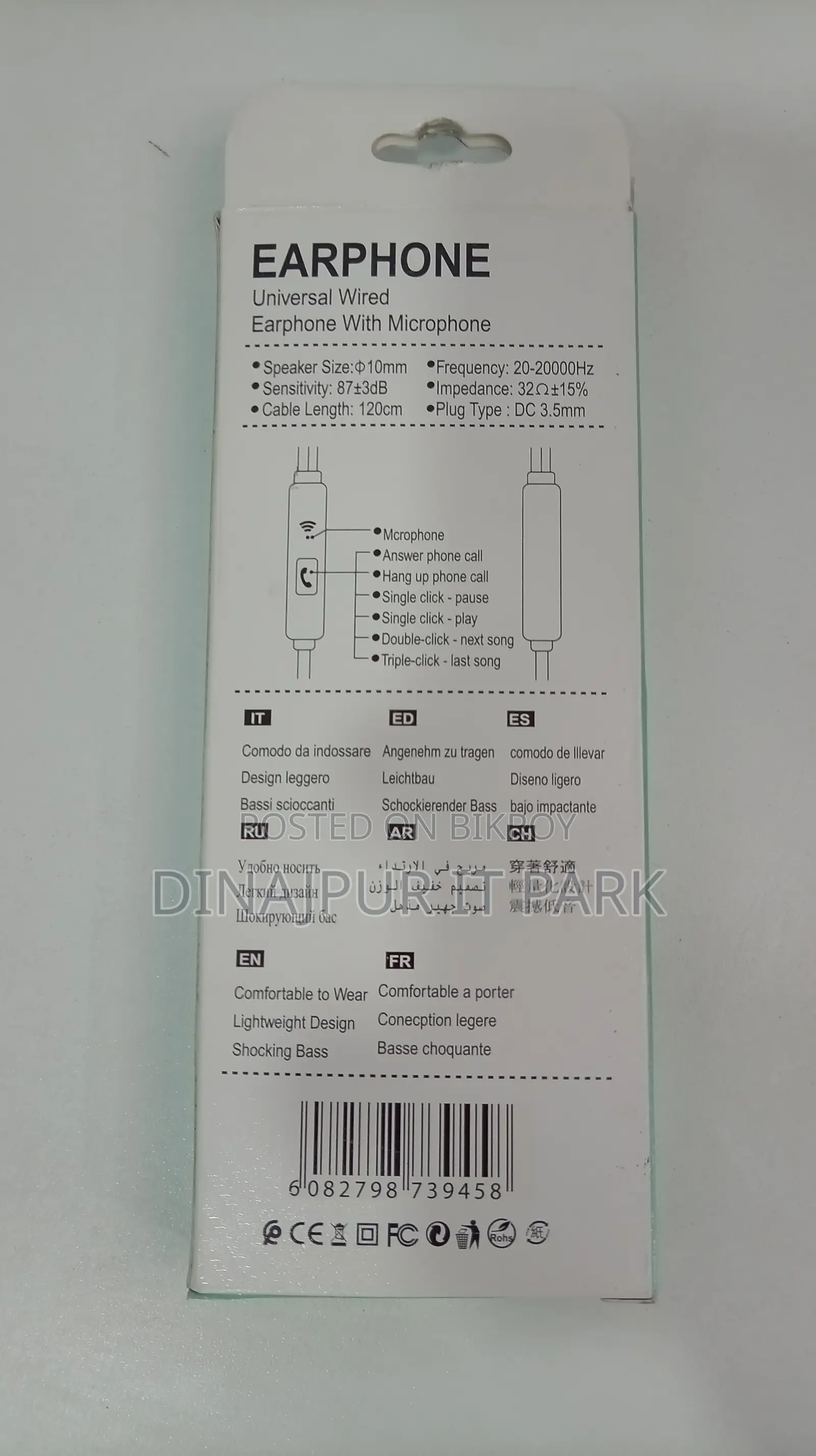 Mt-100 Universal Wired Earphone With Microphone Extra Bass