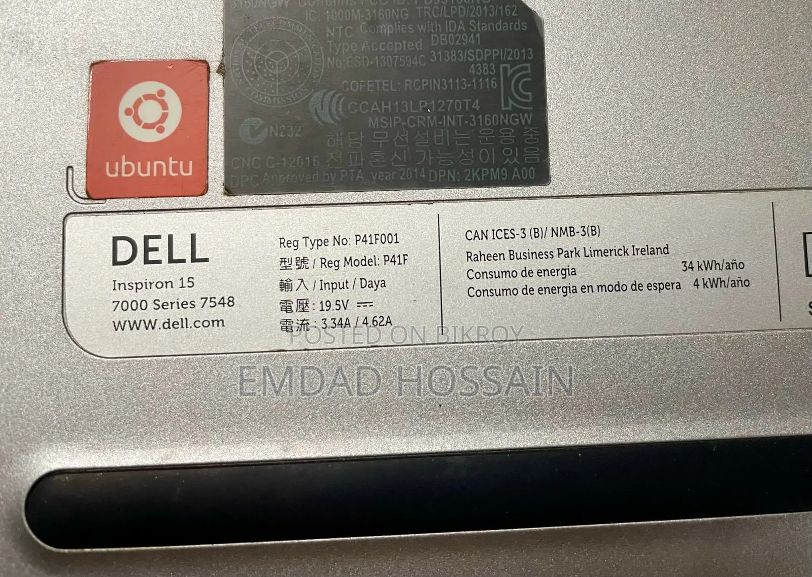 Laptop Dell Inspiron 15 7548 8GB Intel Core i7 HDD 1TB