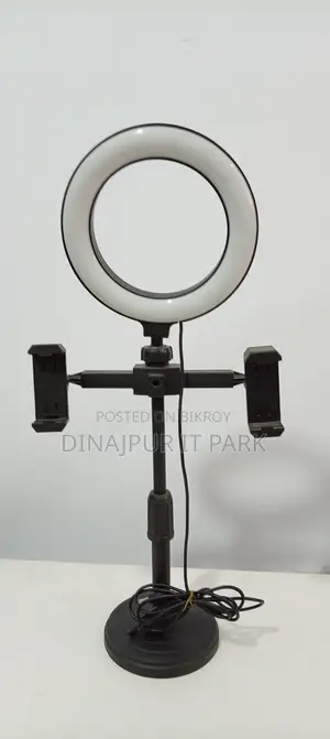 Led Ring Light With Dual Mobile Holder And Adjustable Desktop Stand