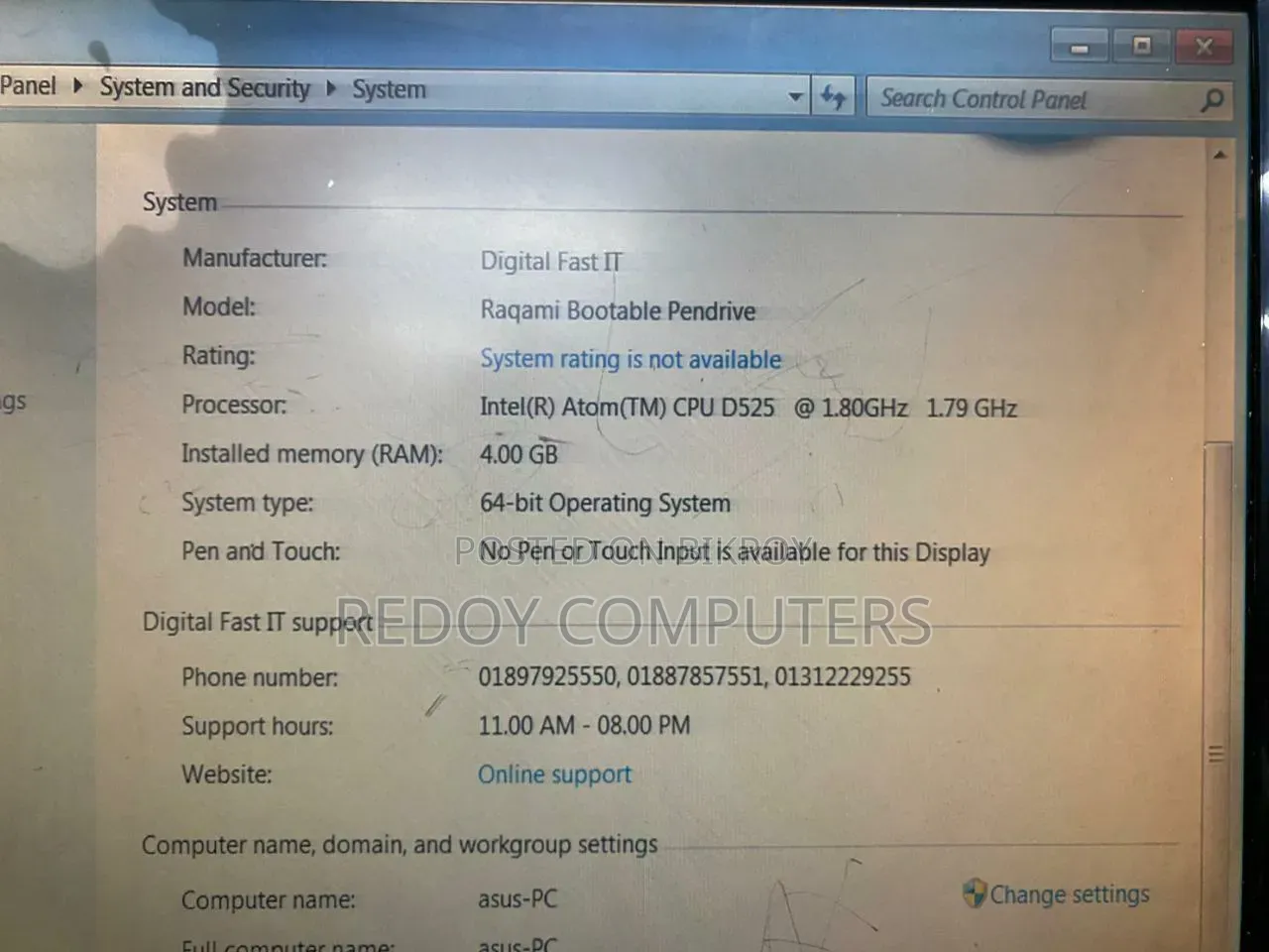 Desktop Computer Asus 4GB Intel Atom HDD 500GB