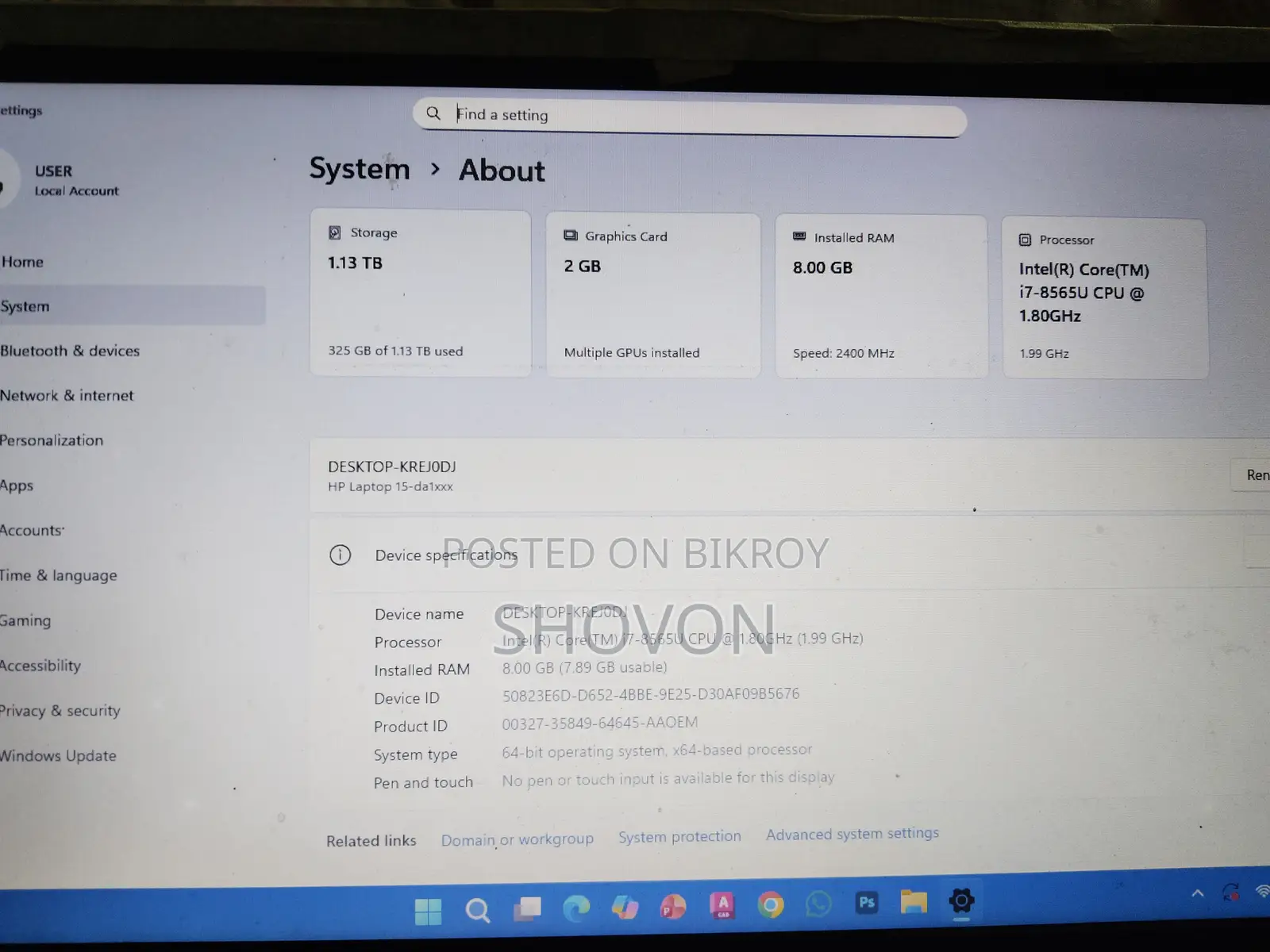 Laptop HP 14-dq1088wm 8GB Intel Core i7 SSD 1T