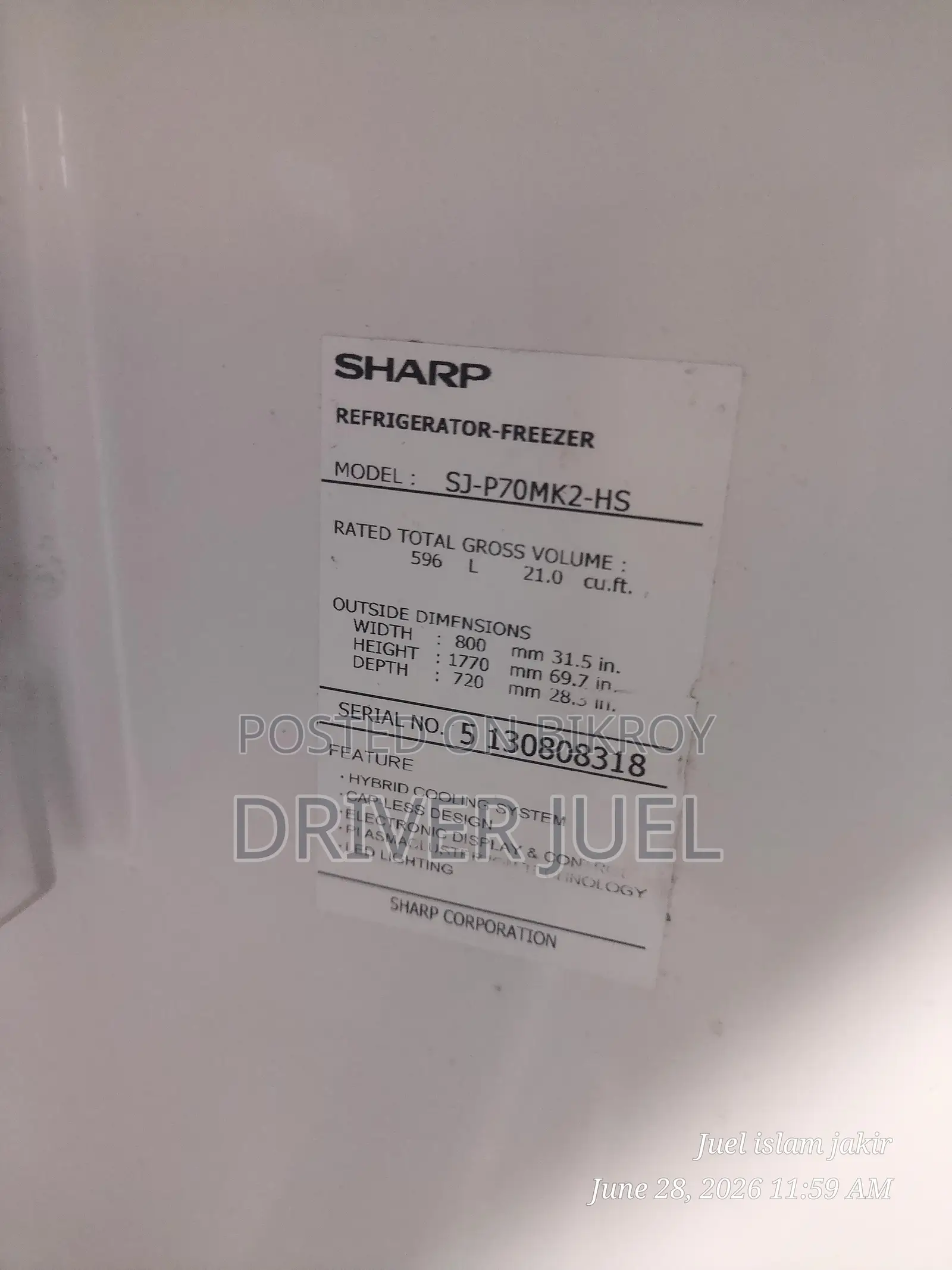 Big Size Fridge Sharp Brand