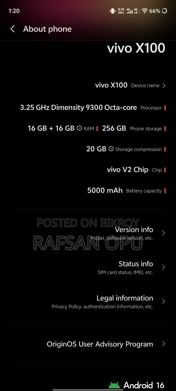 Vivo X100 256 GB Black
