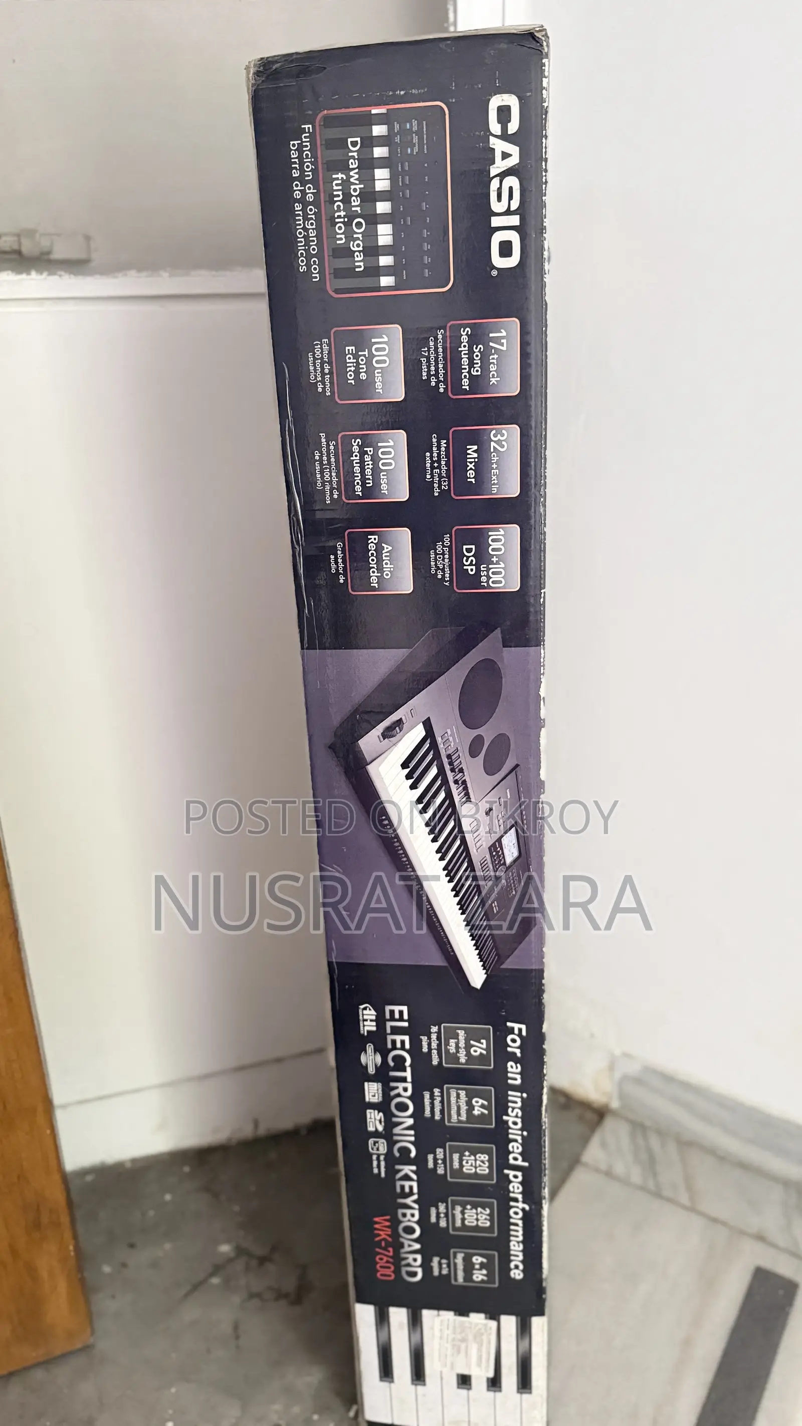 Piano: Casio Wk-7600 Electronic Keyboard With Stand Box – Like New