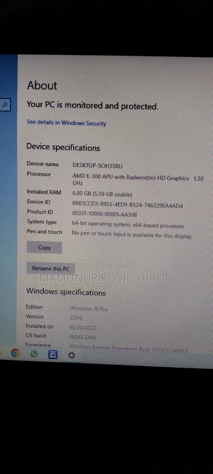 Laptop Toshiba Satellite C855 6GB AMD HDD+SSD 256GB