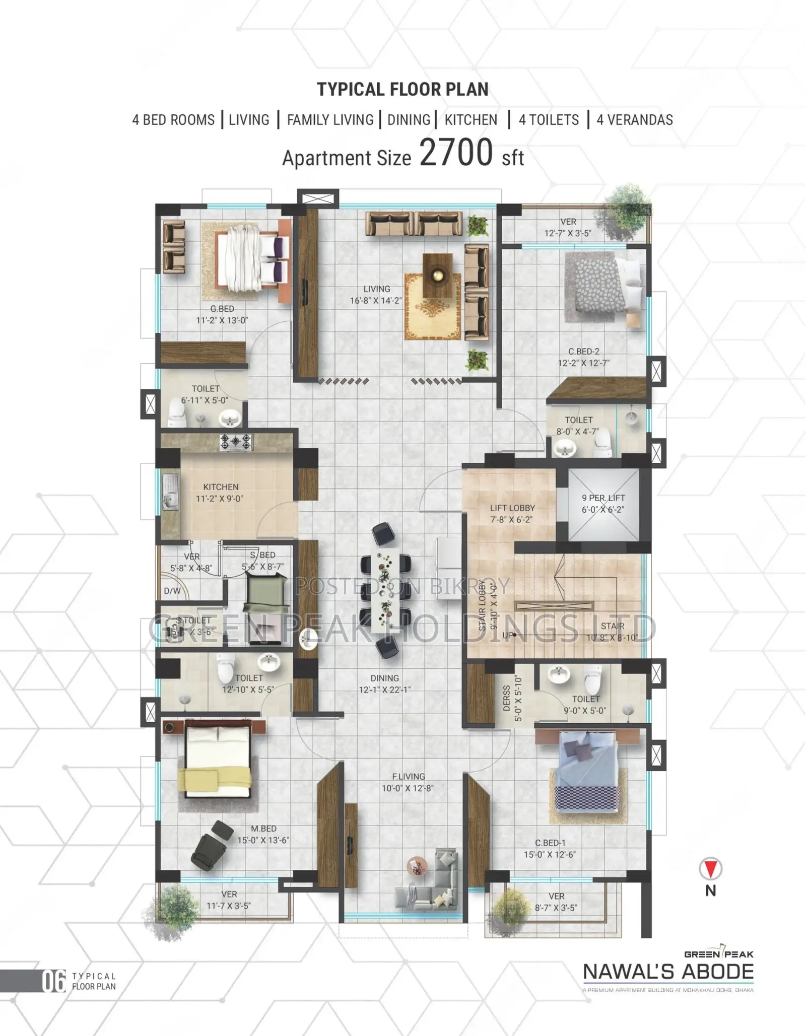 4-bedroom Apartment in Green Peak Holdings, Mohakhali DOHS for Sale