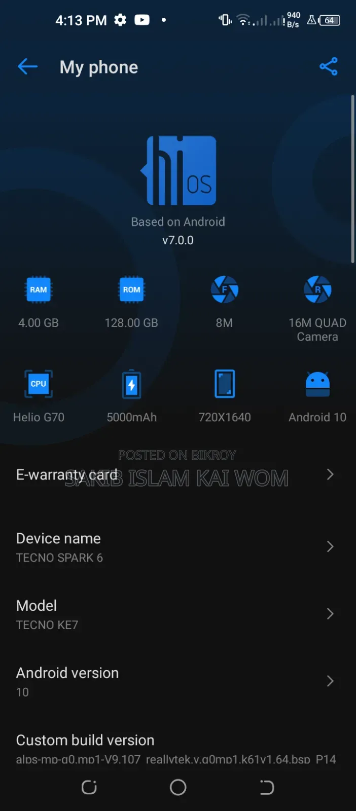 Tecno Spark 6.0 64 GB Black