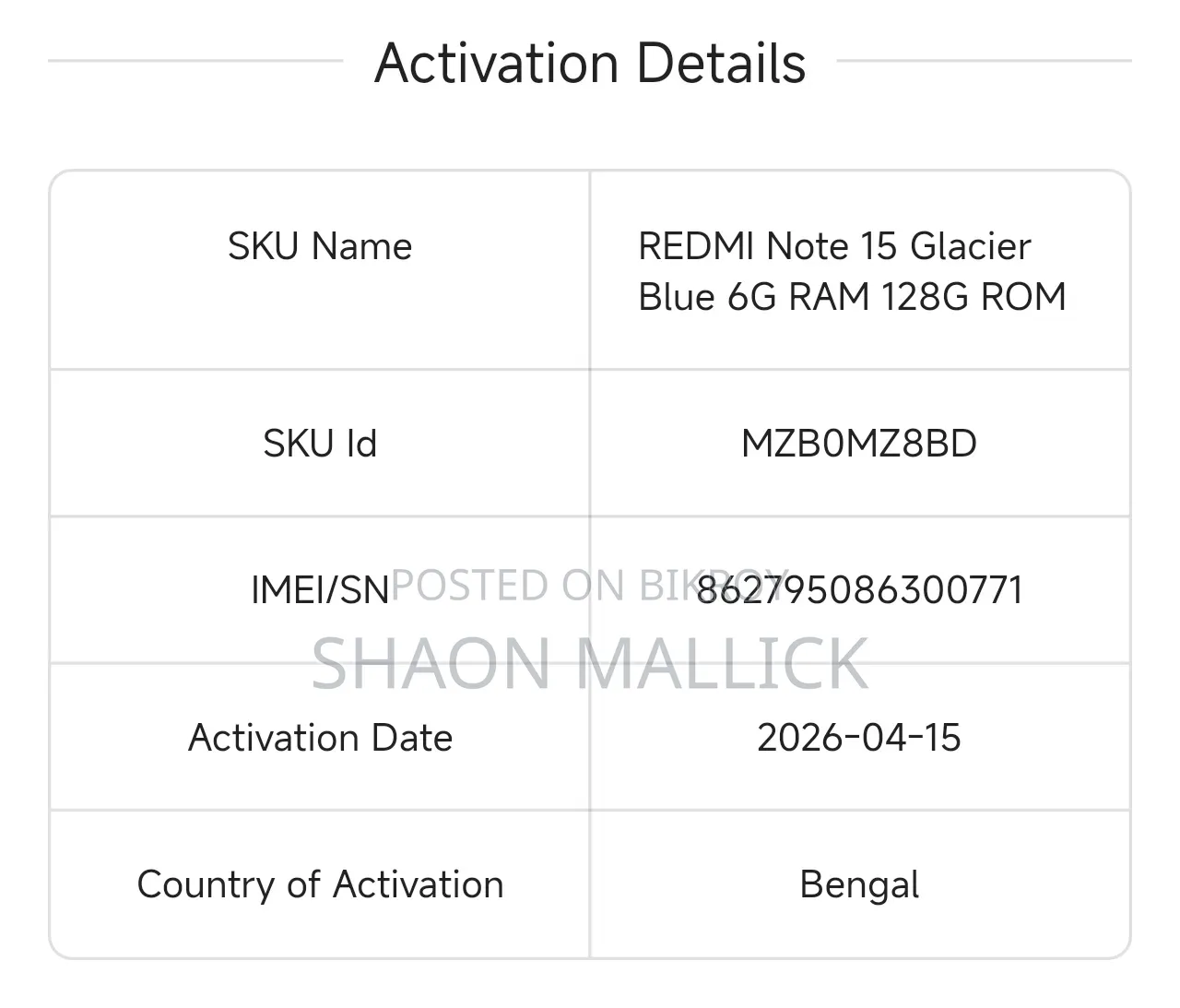 নতুন শাওমি রেডমি নোট ১৫ ১২৮ জিবি ব্লু