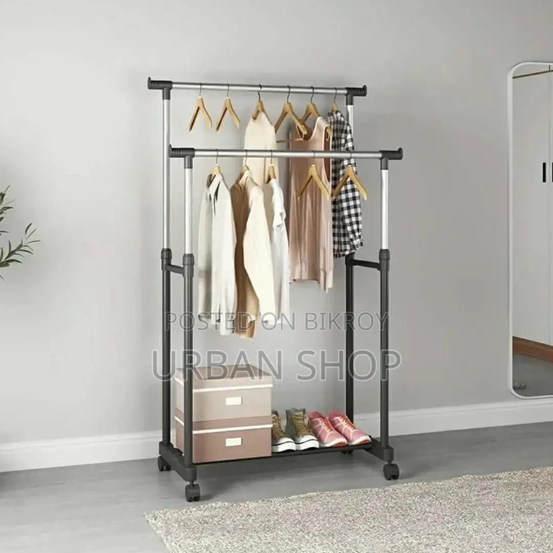 Folding Double Clothes Shoe Rack | Multi-layer Home Storage Organizer
