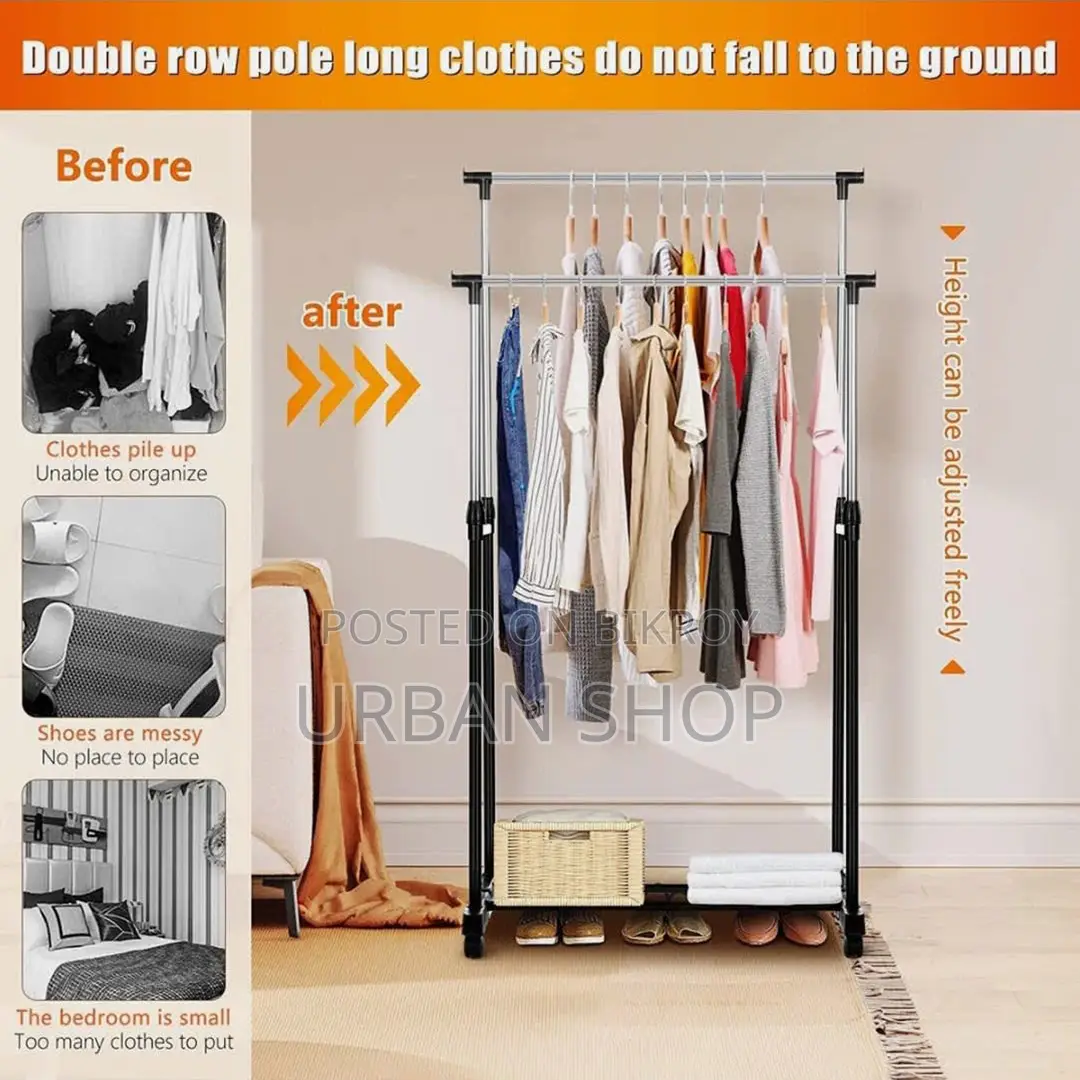 Folding Double Clothes Shoe Rack | Multi-layer Home Storage Organizer