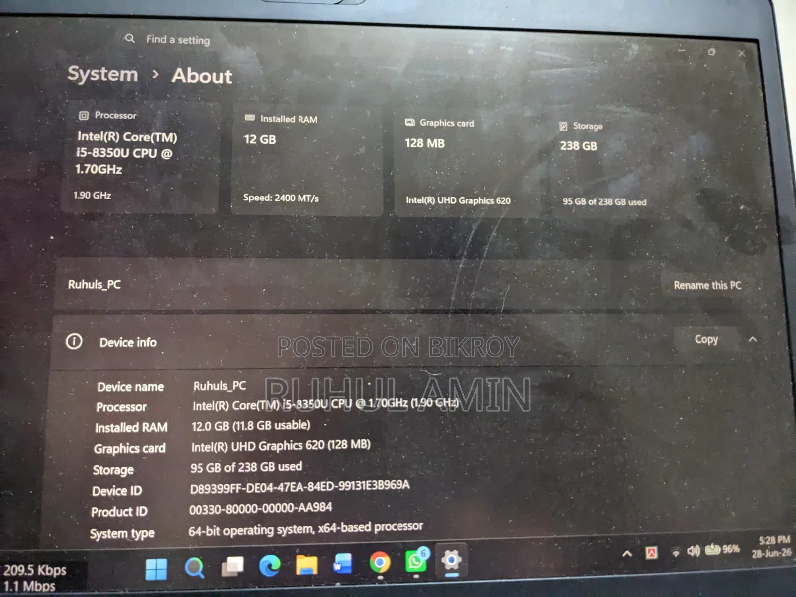 Laptop HP EliteBook 840 G6 12GB Intel Core i5 SSD 250GB