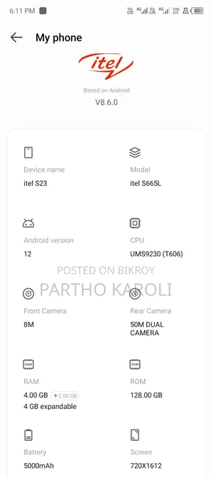 Itel S23 128 GB White