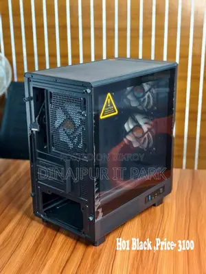 H01 Black Mid-Tower Gaming Computer Case