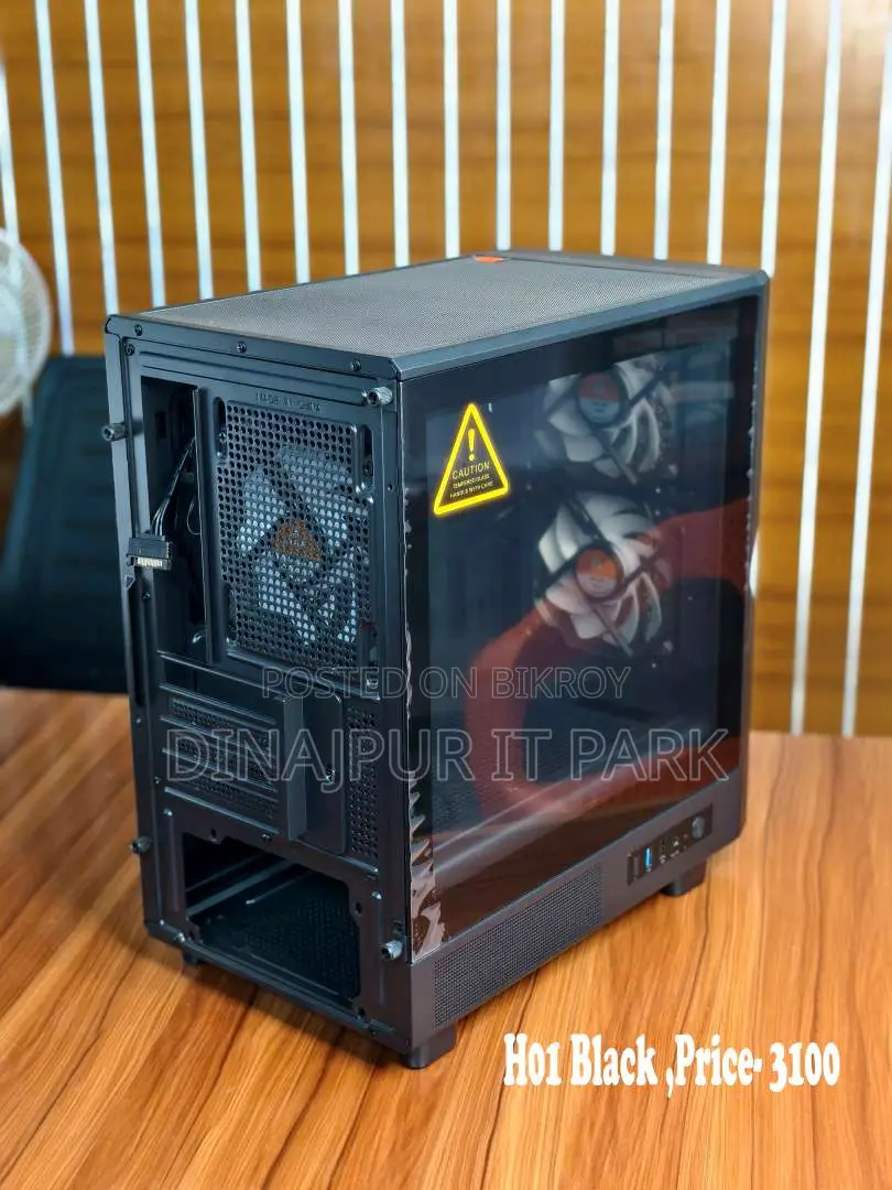 H01 Black Mid-Tower Gaming Computer Case