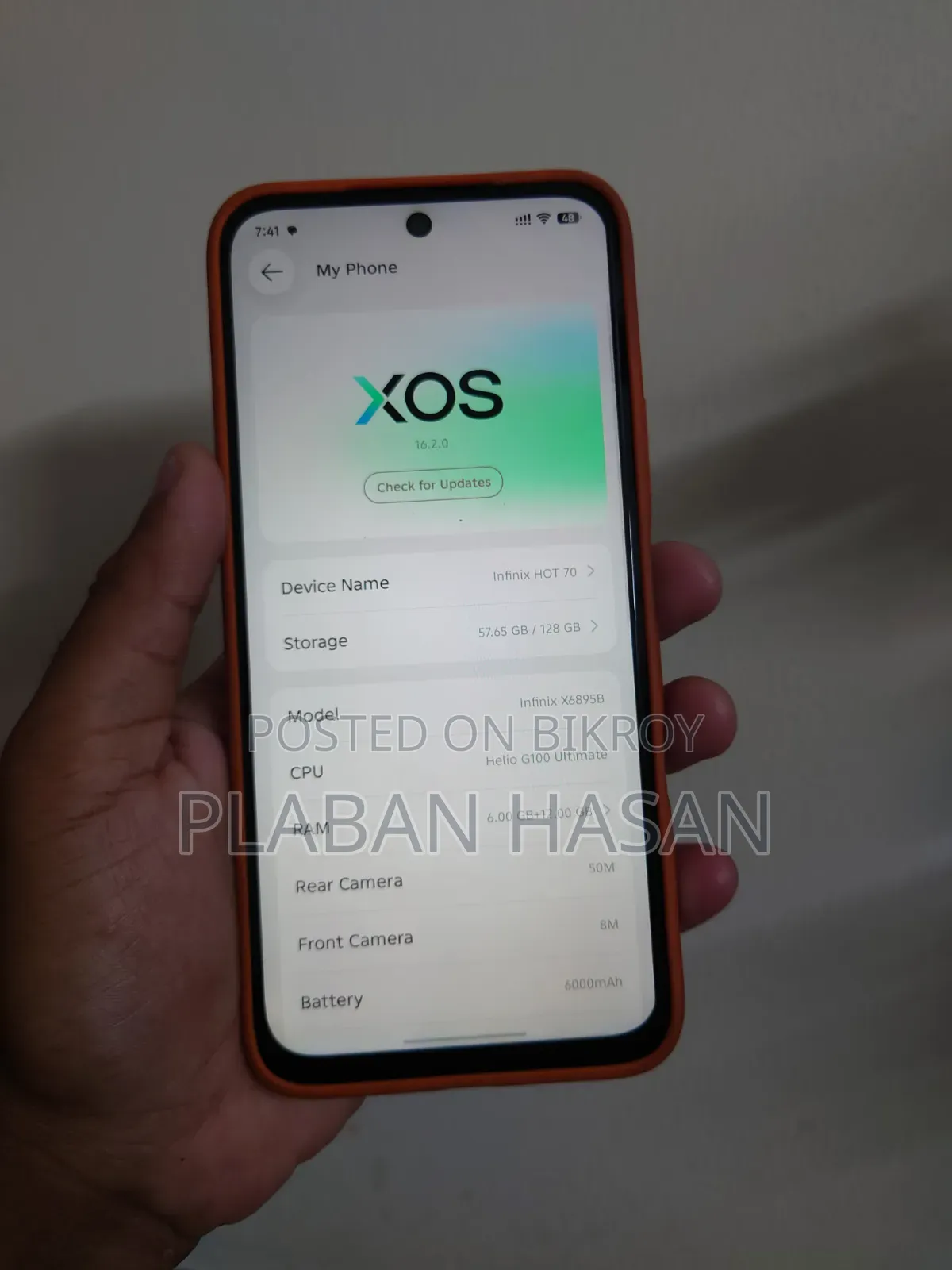 New Infinix Hot 70 128 GB Orange