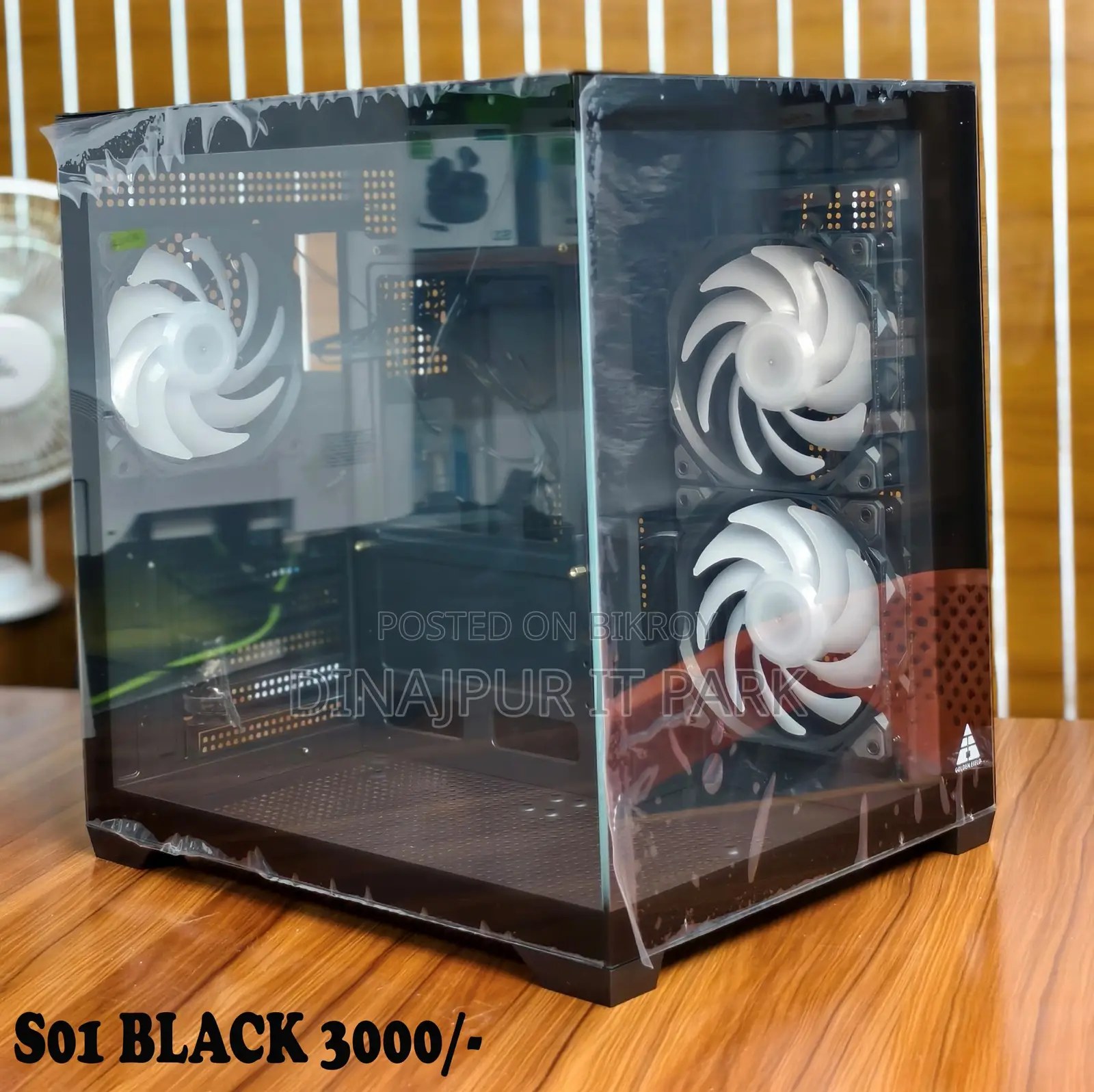 Golden Field S01 Black Dual Tempered Glass Gaming Computer Case