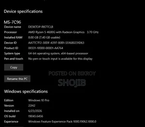 Desktop Computer MSI 8GB AMD HDD+SSD 640GB