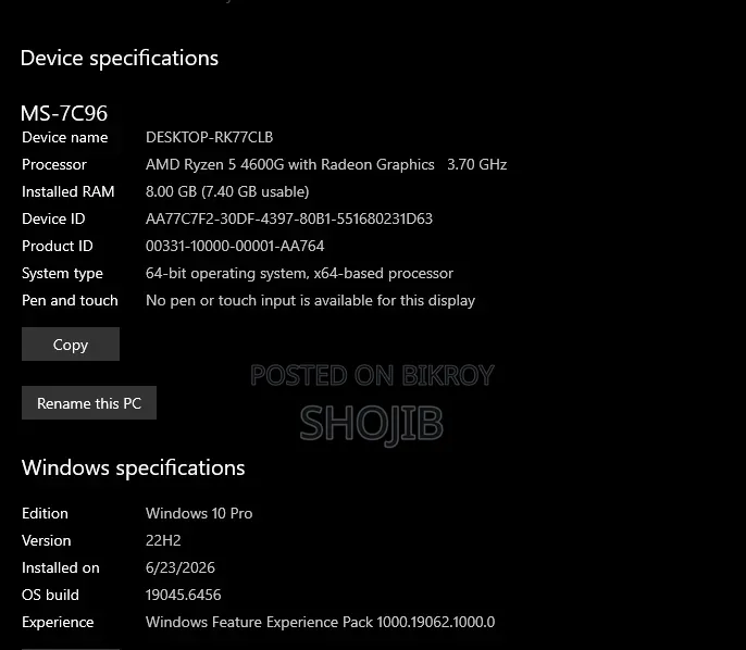Desktop Computer MSI 8GB AMD HDD+SSD 640GB