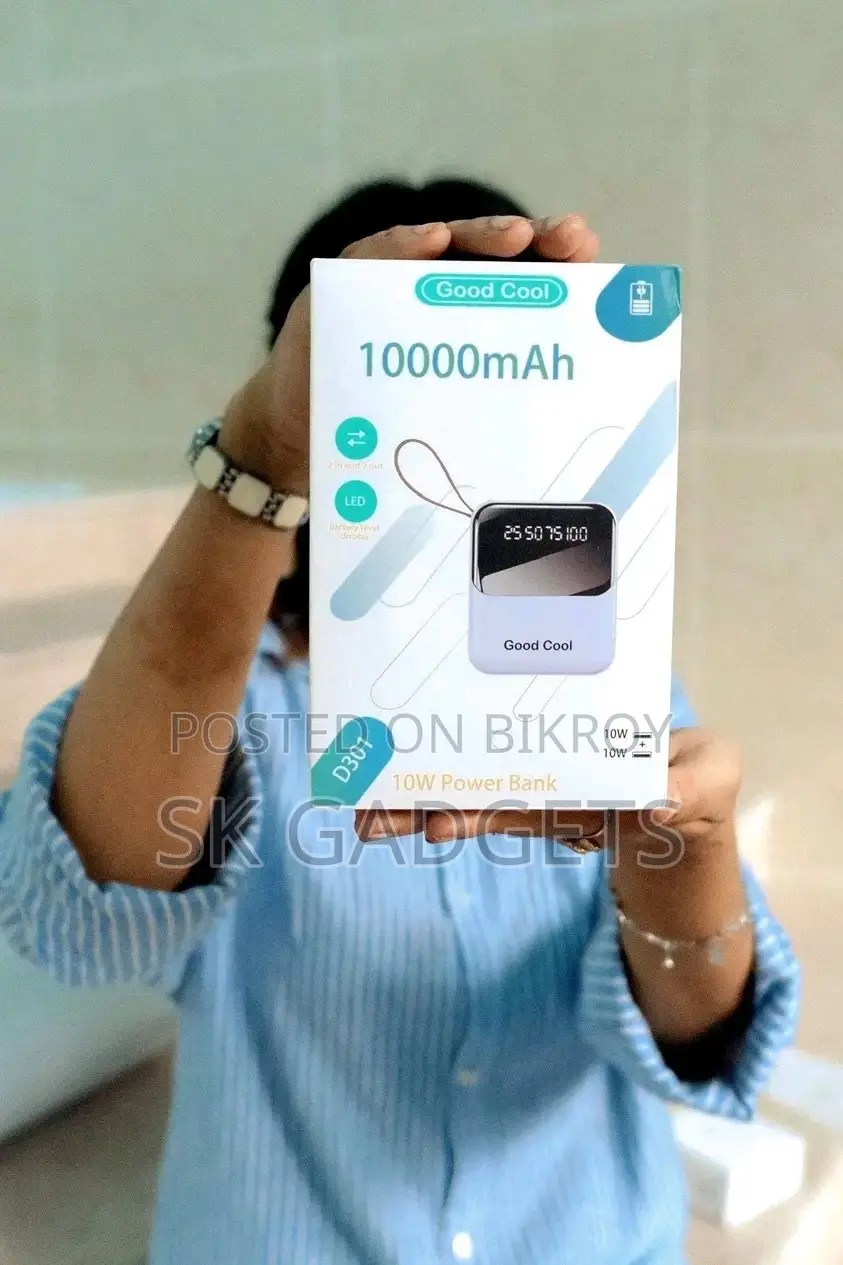গুড কুল ১০০০০ এমএএইচ মিনি পাওয়ার ব্যাংক বিল্ট-ইন ক্যাবল ও ফ্ল্যাশলাইট সহ