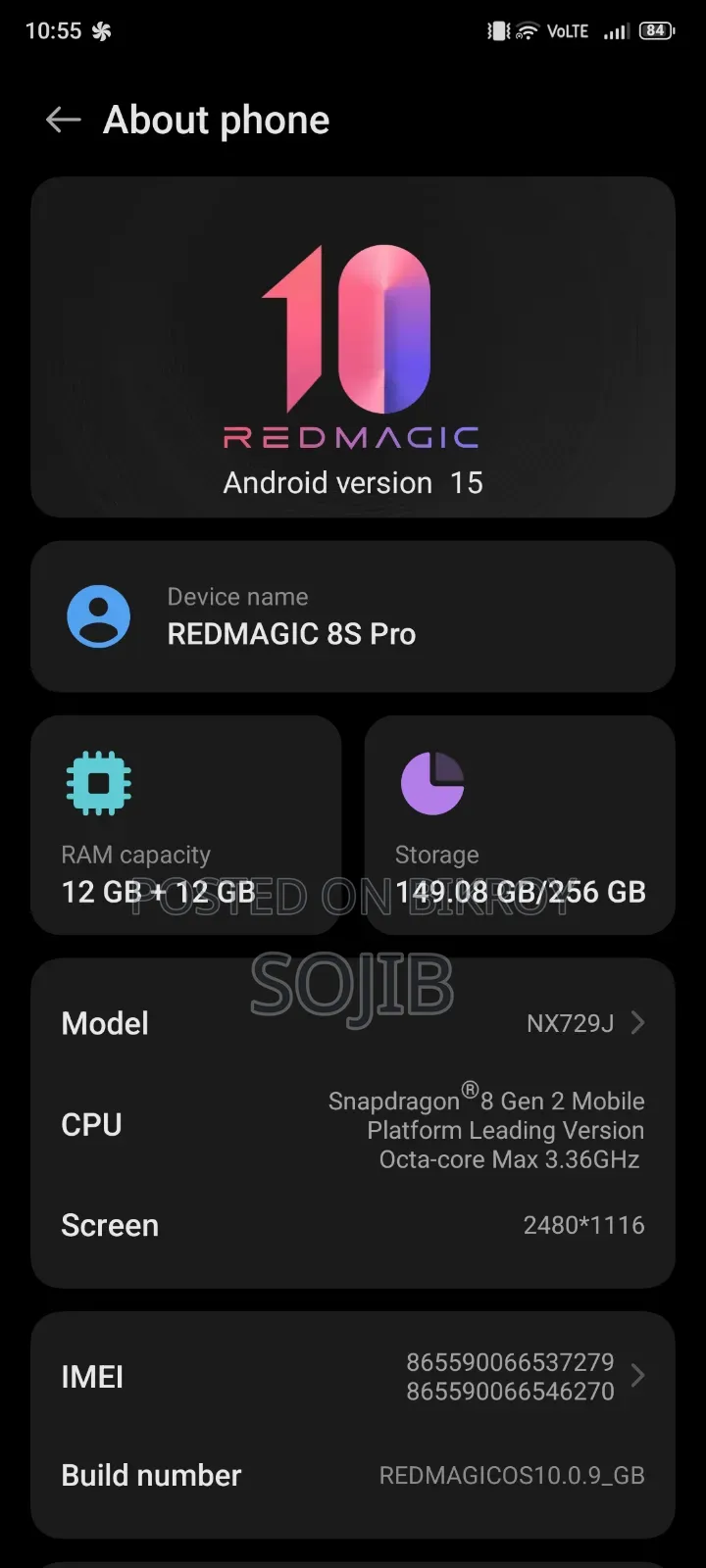 ZTE nubia RedMagic 8S Pro 256 GB Black