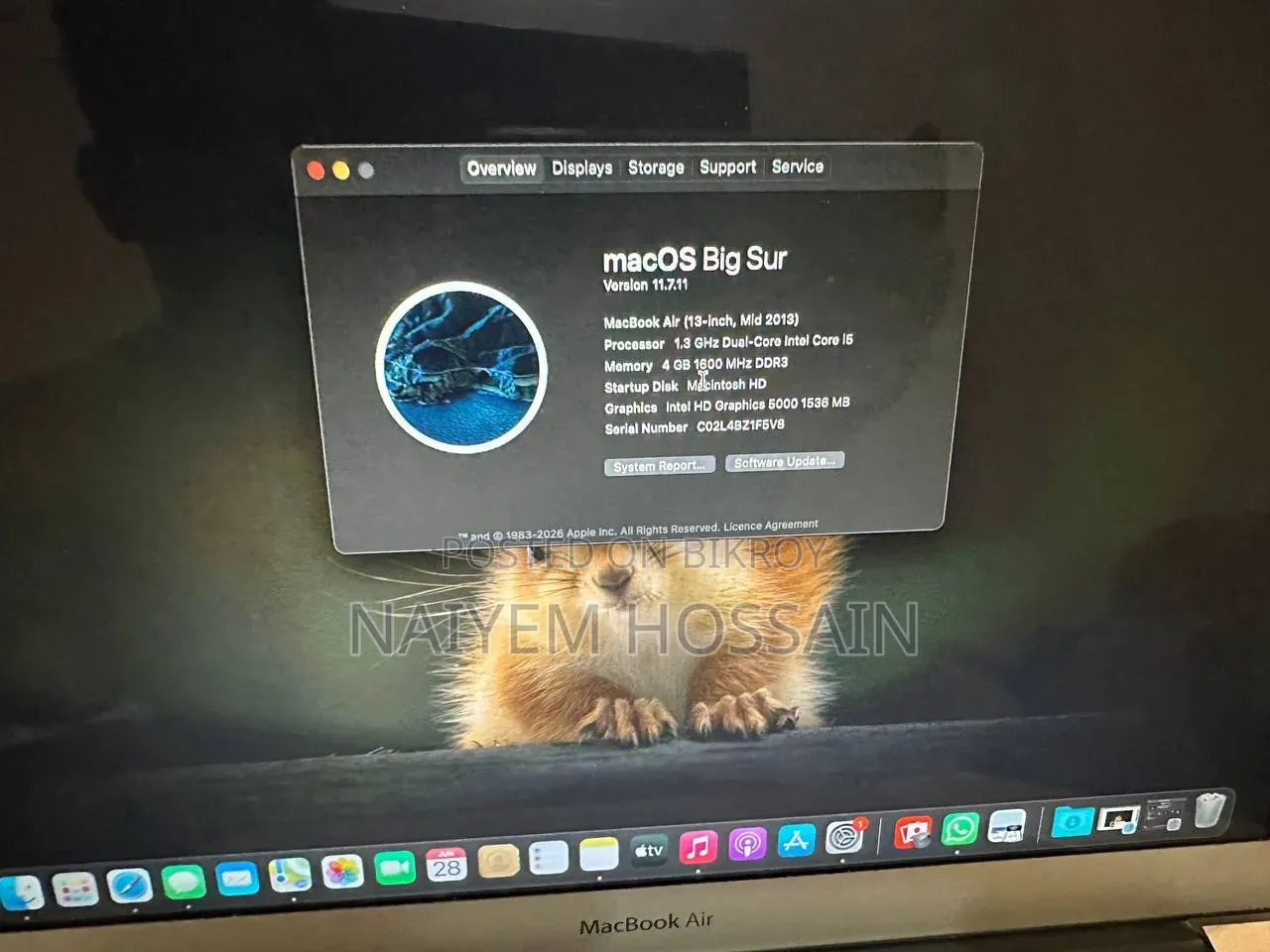 Laptop Apple MacBook 4GB Intel Core i5 SSD 128GB