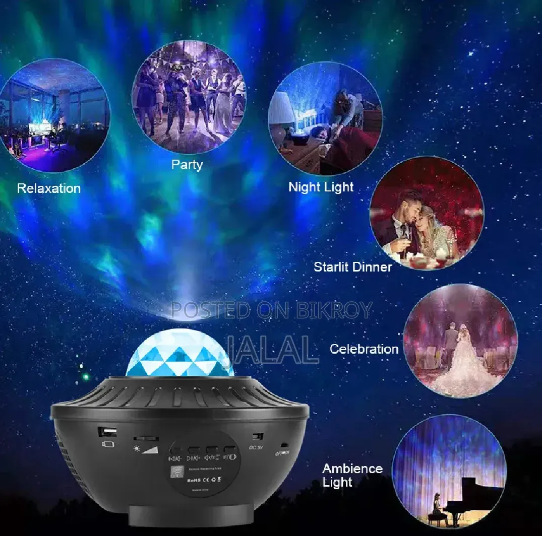 Starry Projection Light With A Remote, Usb Cable, Dual Speaker