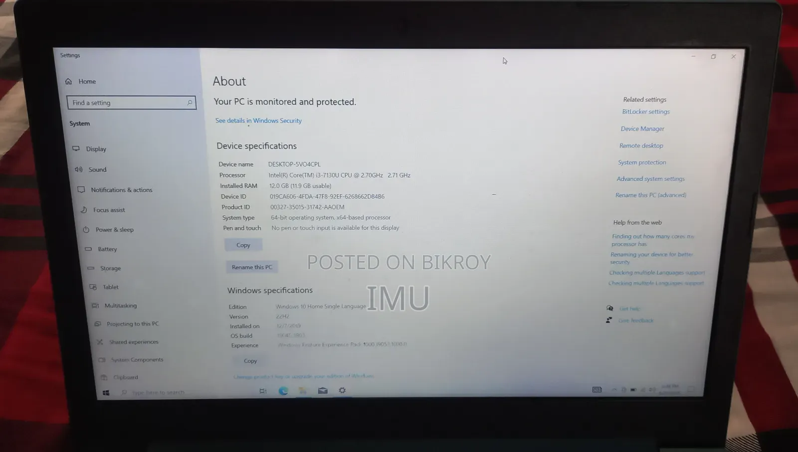 Laptop Lenovo IdeaPad 320 4GB Intel Core I3 HDD 1TB