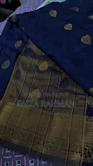 নীল রঙের ইন্ডিয়ান সফট কাতান শাড়ি বিক্রির জন্য