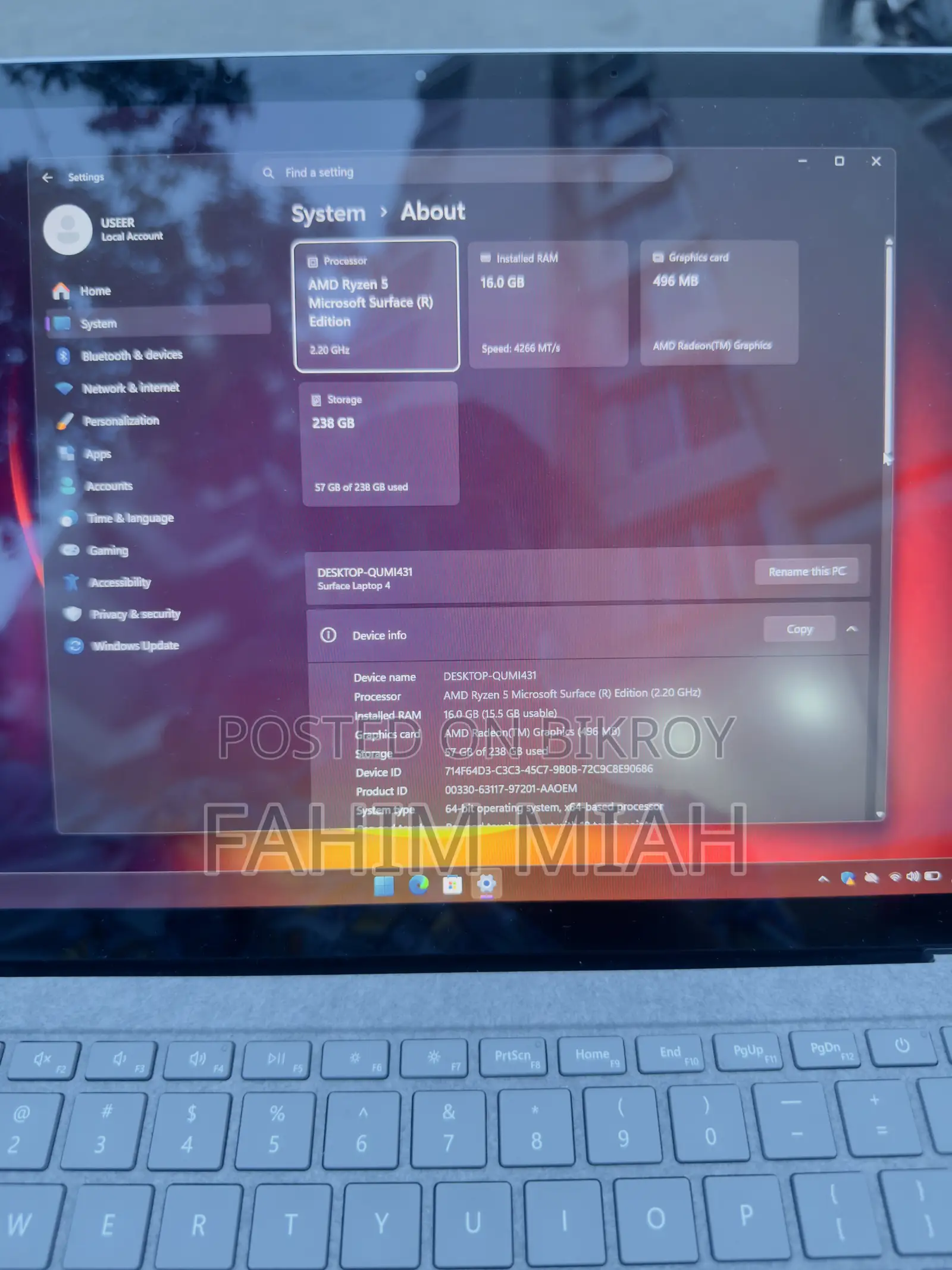 New Laptop Microsoft Surface Laptop 4 16GB AMD Ryzen 5 SSD 256GB