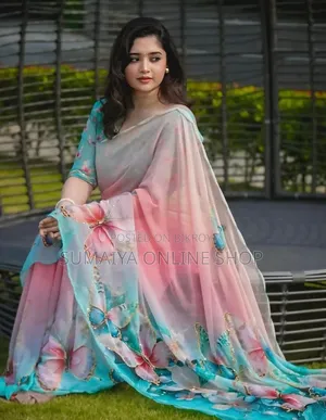 অনলাইনের ভাইরাল প্রজাপতি ডিজিটাল প্রিন্টের শাড়ি।।