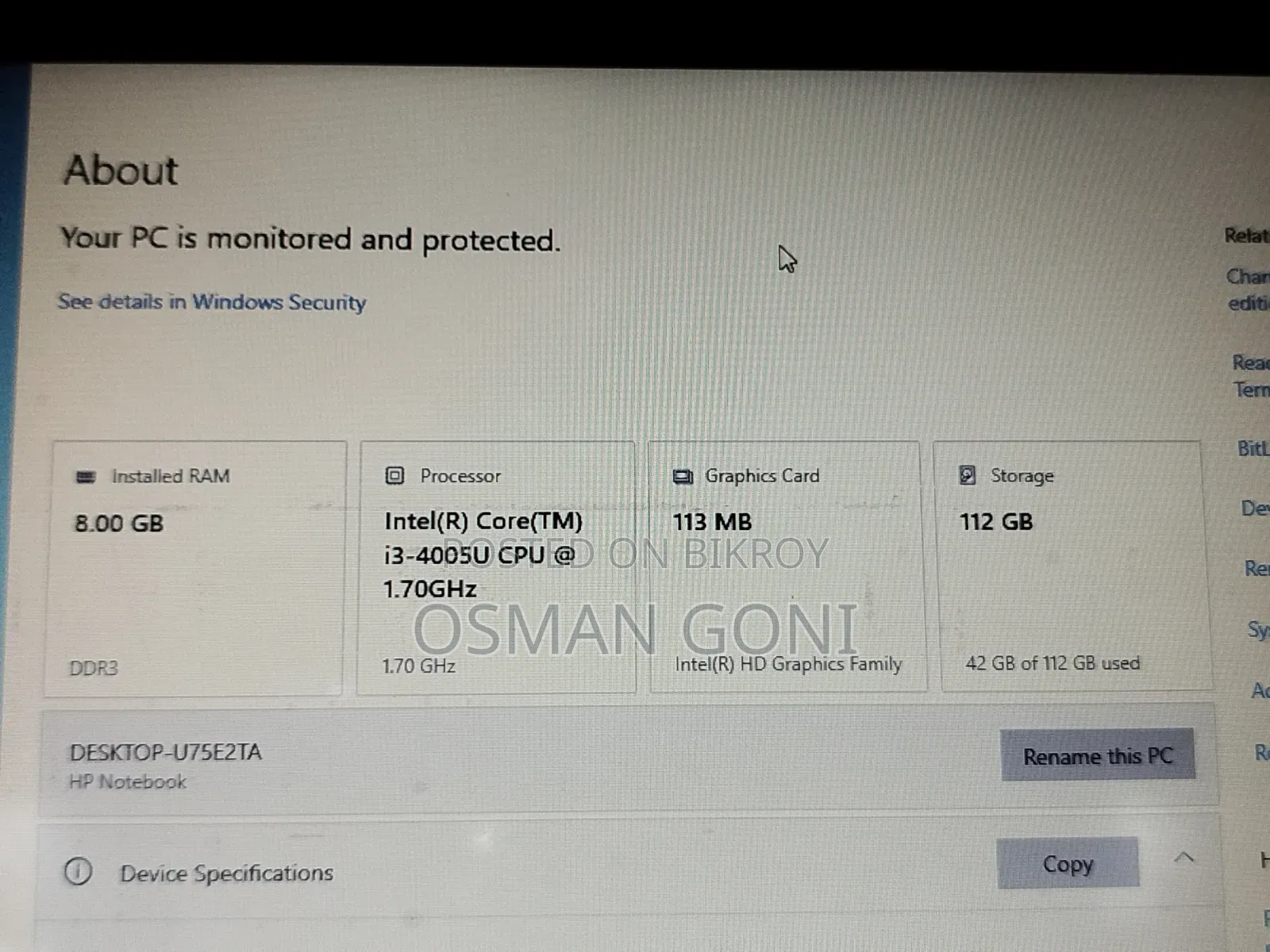 Laptop HP 8GB Intel Core I3 SSD 128GB