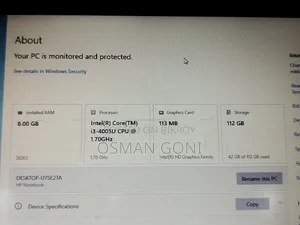 Laptop HP 8GB Intel Core I3 SSD 128GB
