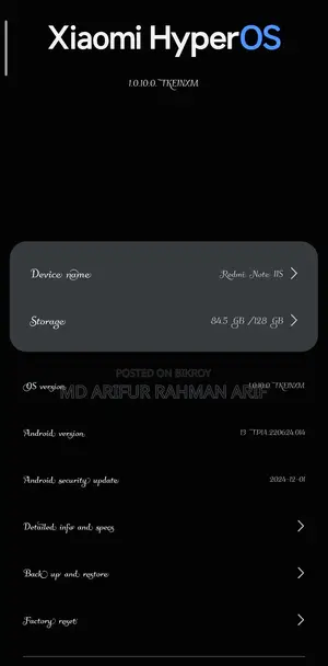 Xiaomi Redmi Note 11 ১২৮ জিবি ব্ল্যাক