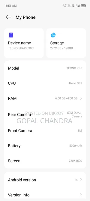 Tecno Spark 30 128 GB Black