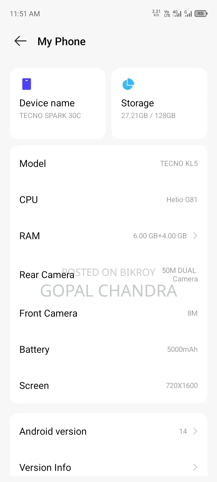 Tecno Spark 30 128 GB Black