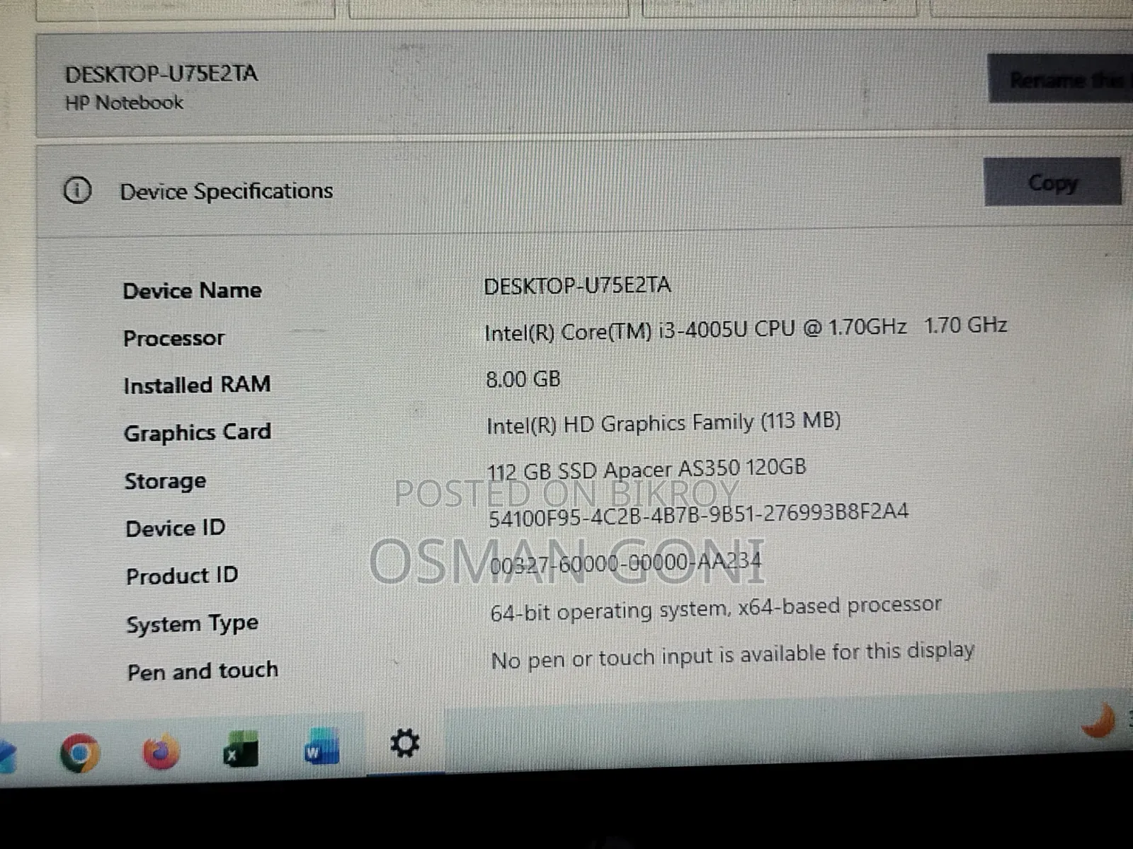 Laptop HP 8GB Intel Core I3 SSD 128GB